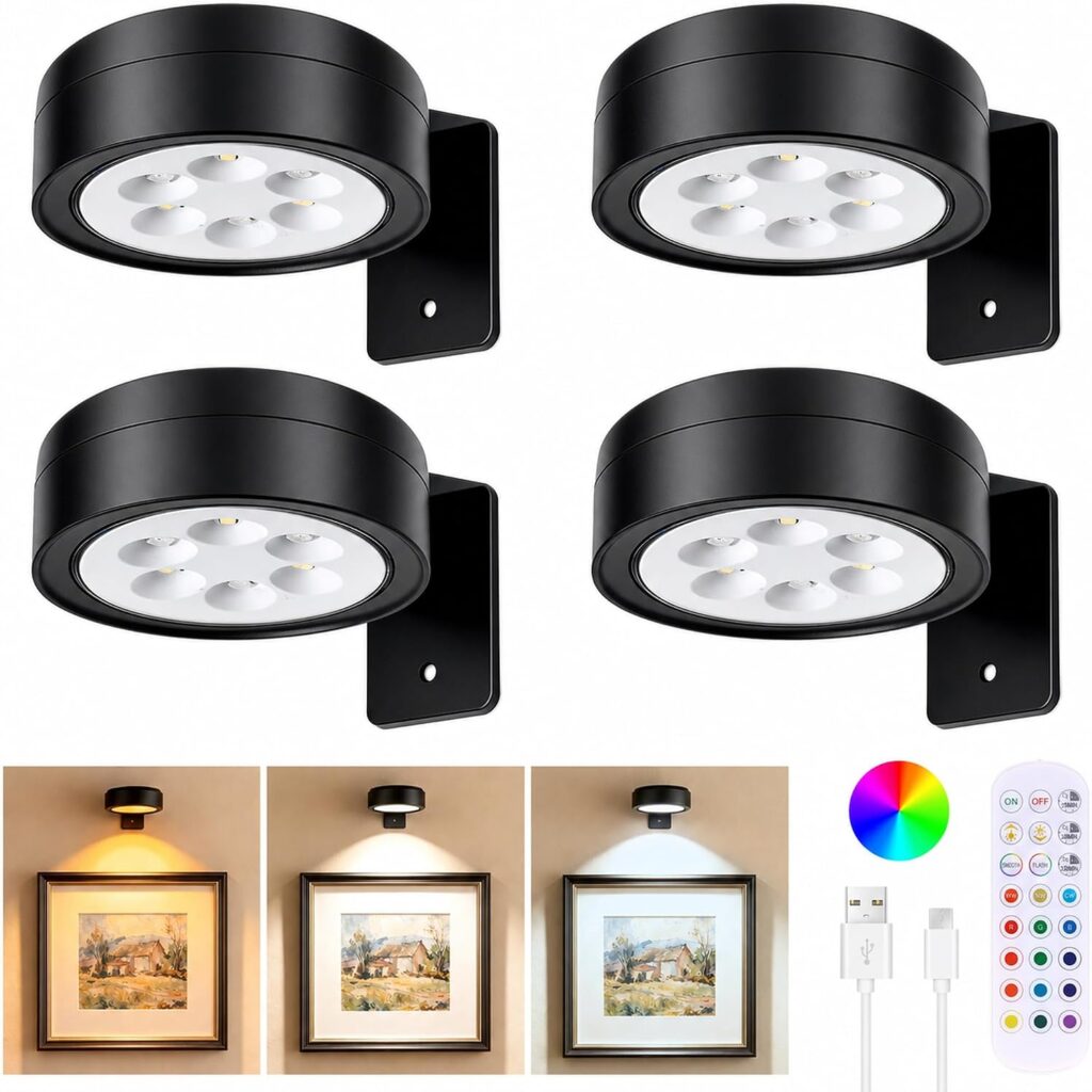 4 pack of black picture light for moss wall