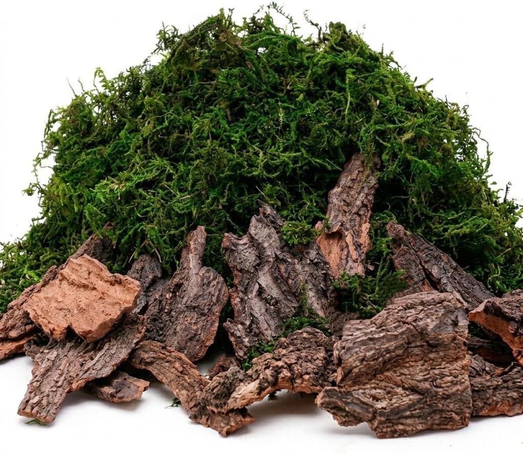 natural fake moss and tree barks for moss wall