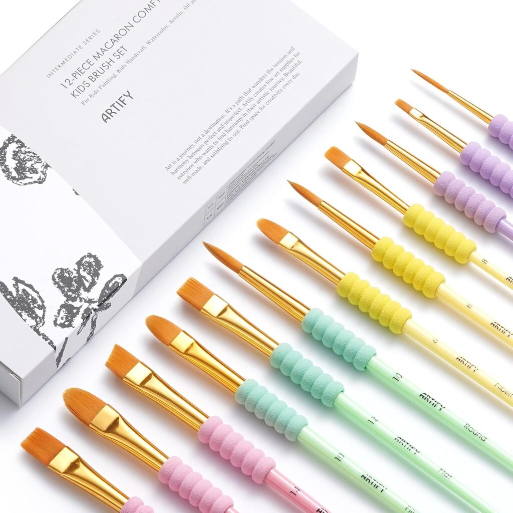 Artify 12-piece kids paint brush set ergonomic handles for fall crafts