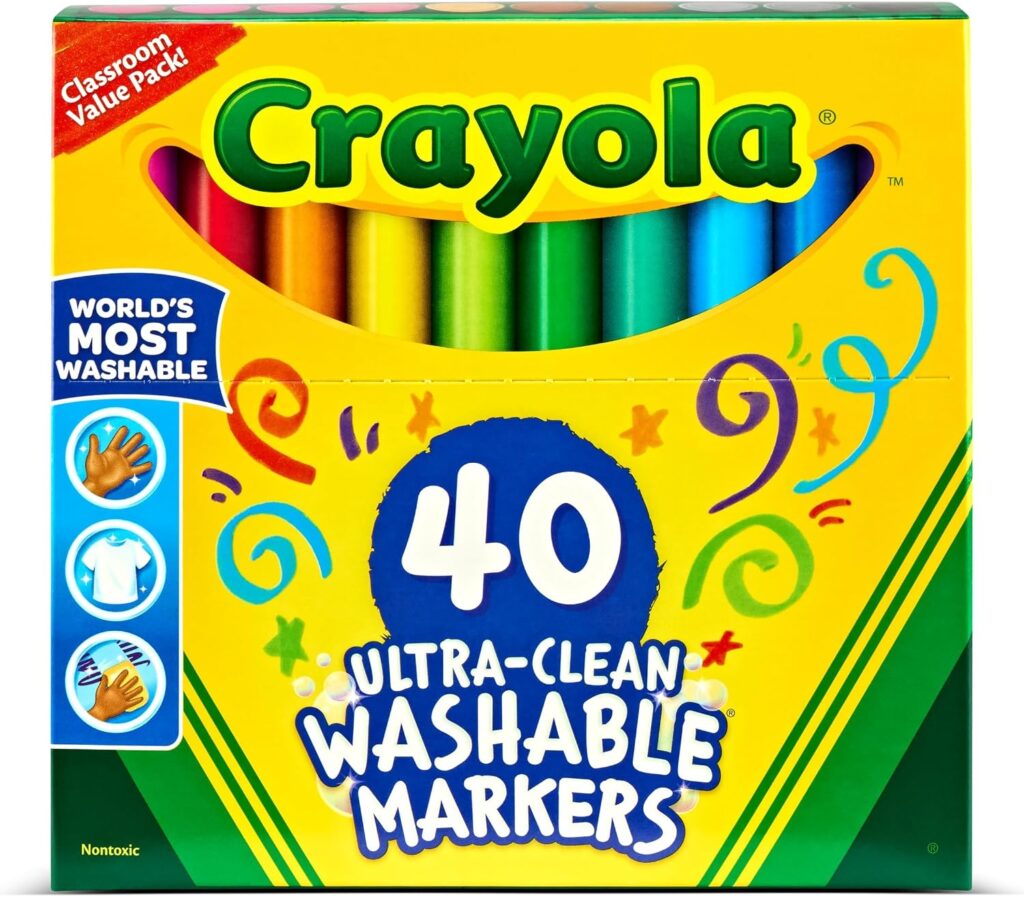 Crayola Ultra Clean washable markers 40-count broad line for kindergarten fall crafts
