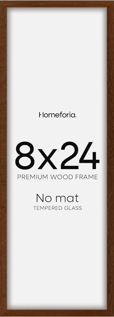 Homeforia 8x24 brown oak panoramic picture frame for narrow moss wall panel
