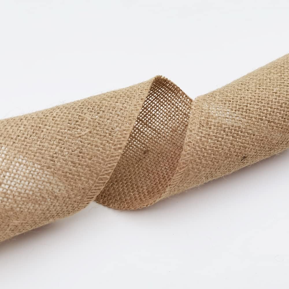 INSPIRELLE 4-inch natural burlap fabric roll 10 yards for ribbon-style mason jar wrapping