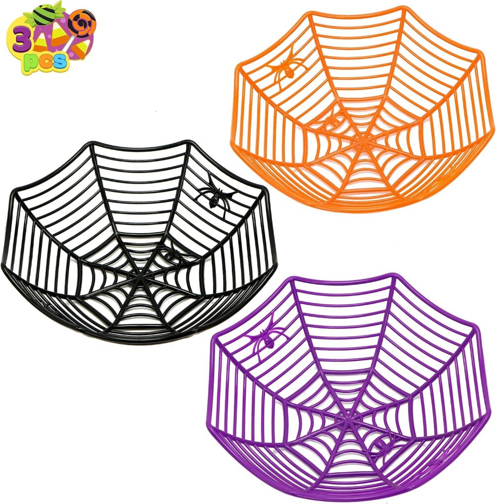 JOYIN 3-piece Halloween candy bowl set with spider web design for trick or treat