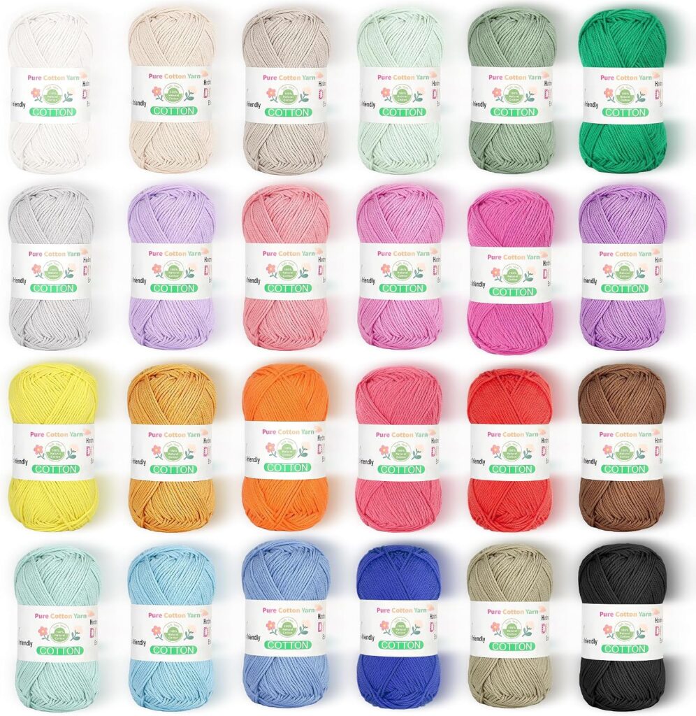 Katech pure cotton yarn 24-color set sport weight for striped scarf knitting