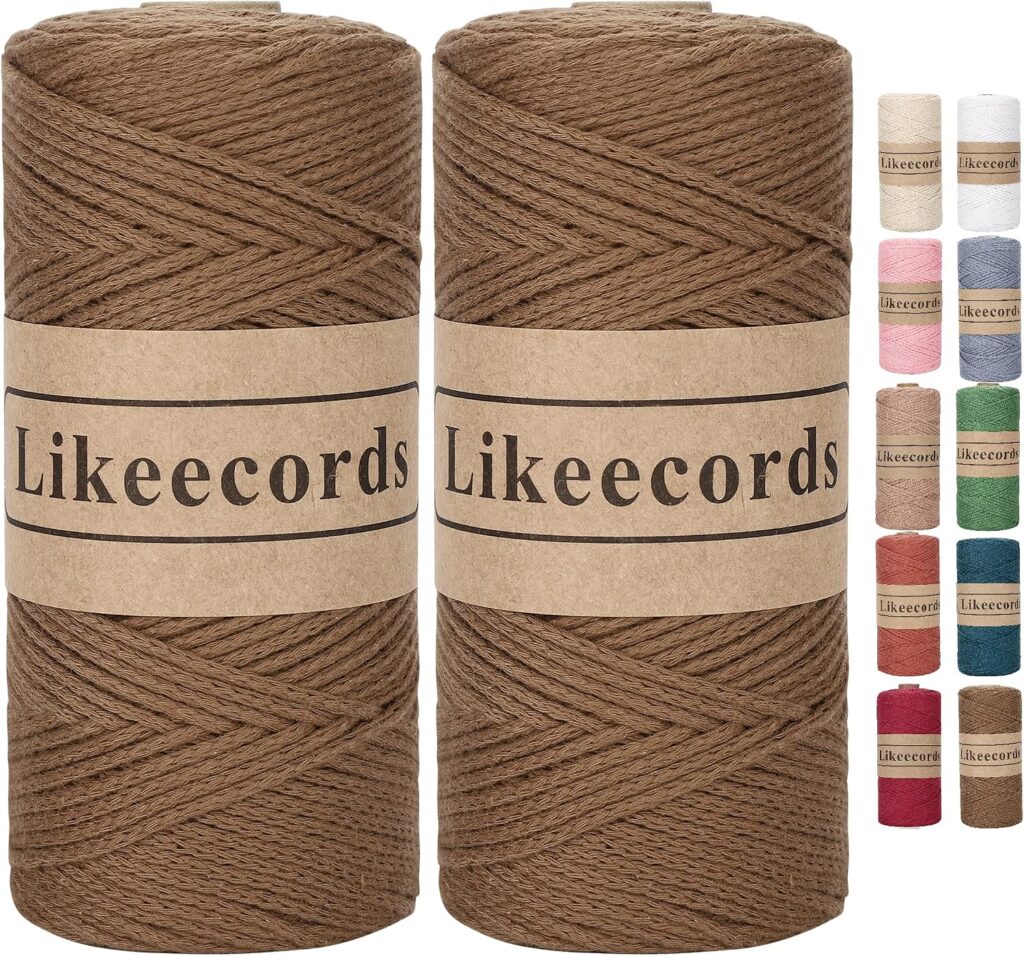 Likeecords macrame cotton cord brown for crochet shoulder bag