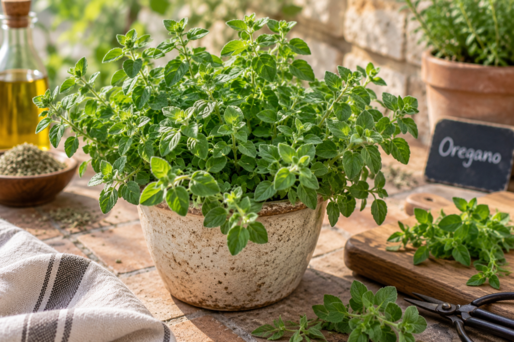 Dried and fresh oregano common culinary herb for pizza and pasta sauce