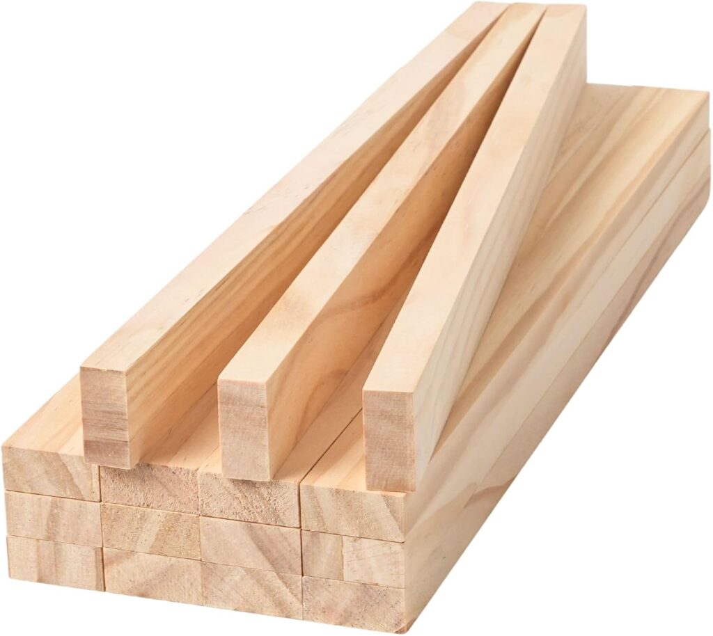 Wood strips and flat wooden dowels for crafting custom moss wall frame edges