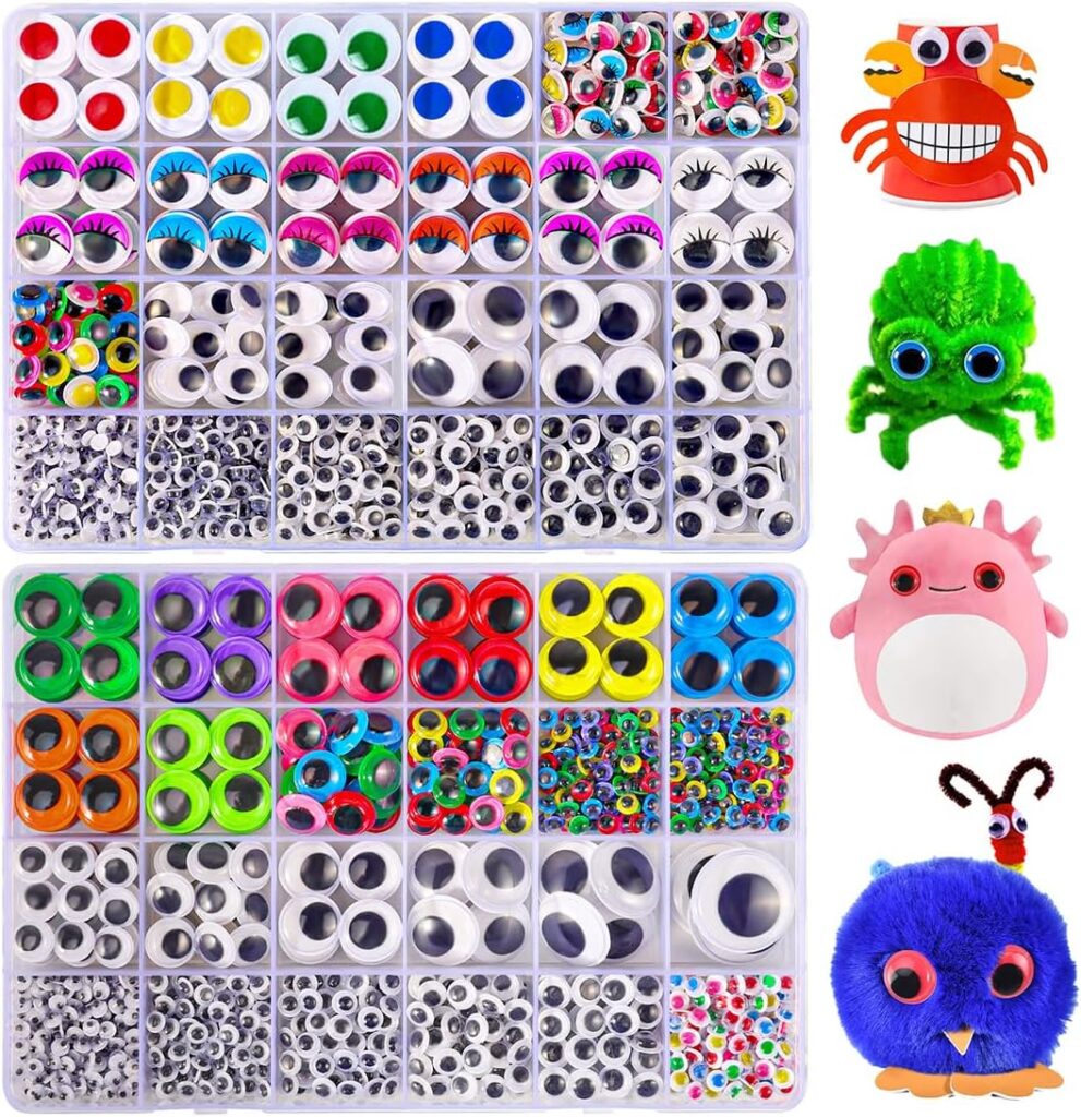 2500-piece self-adhesive googly eyes 48 styles for kindergarten nature crafts