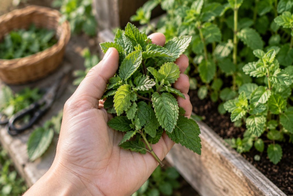 Fresh mint leaves common culinary herb for cocktails desserts and lamb dishes